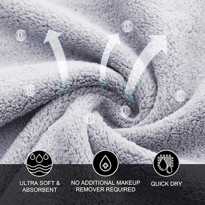 MOONQUEEN Microfiber Facial Cloths Fast Drying Washcloth 24 Pack - Premium Soft Makeup Remover Cloths - Highly Absorbent