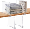 JOY DECOR 2 Pack Acrylic Clear Shelf Dividers for Closets Organizer and Storage Adjustable Vertical Wood Shelf Closet Separators for Clothes,Book,Bags in Bedroom and Kitchen