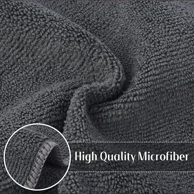 SINLAND Microfiber Rag Absorbent Cleaning Cloth Kitchen Dish Cloth Quick Dry Streak Free Dish Rags Glass Cloths 12inchx12inch 20 Pack Grey