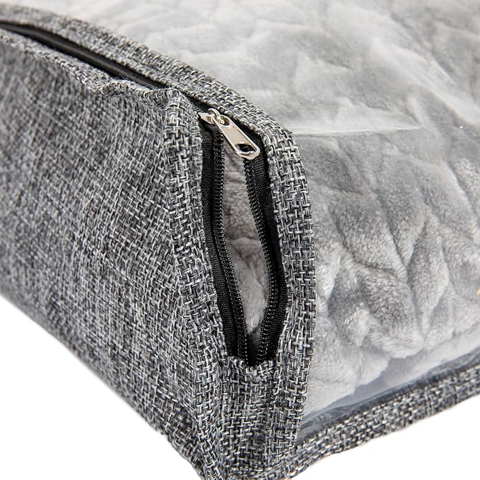 Household Essentials Under Bed Zippered Sweater Storage Bags with Clear Vision Panel, Set of 3, Graphite Gray