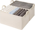 StorageWorks Storage Bins, Shelves Baskets for Organizing, 45L Extra Large Fabric Closet Organizers with Handles, Metal Frame, Beige-Cotton-linen, 2-Pack