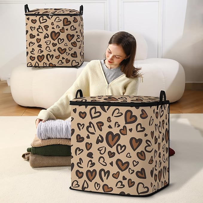 Large Comforter Storage Bag with Zipper,Closet Organizer for Clothes/Blankets/Quilts/Pillows,Fabric Storage Bags with Portable Handles 95L(2-Pack)