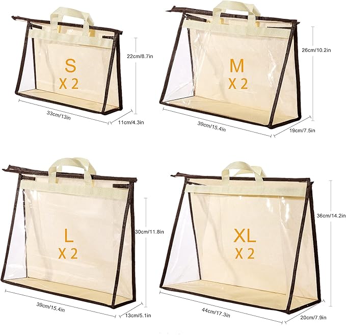 CINPIUK Clear Handbag Storage Bags Purse Organizer for Closet, Zipper Hanging Storage Bag for Handbags, S