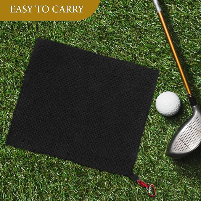 SUPVOX Magnetic Golf Towel for Women Black Microfiber Waffle Sports Towel Golf Ball Cleaning Cloth Breathable Sweat Wipe for Outdoor