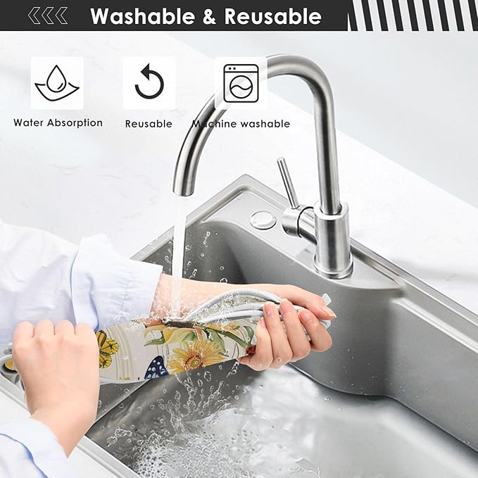 Sink Faucet Absorbing Mat Kitchen Sink Splash Guard Splash Faucet Drip Catcher for Bar RV Bathroom 2PCS 30x5.5in Watercolor Cornflower Sunflower