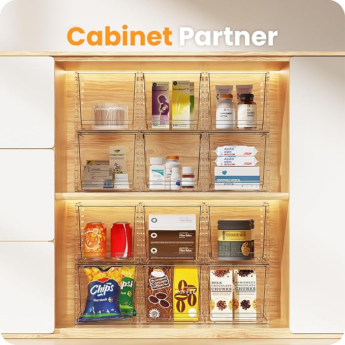 A-LuGei 【𝟮𝗣𝗖𝗦】 Acrylic Stackable Storage Drawers, 11.8" L Makeup Organizer, Bathroom Organizer and, Under Sink Organizer, Plastic Storage Bins