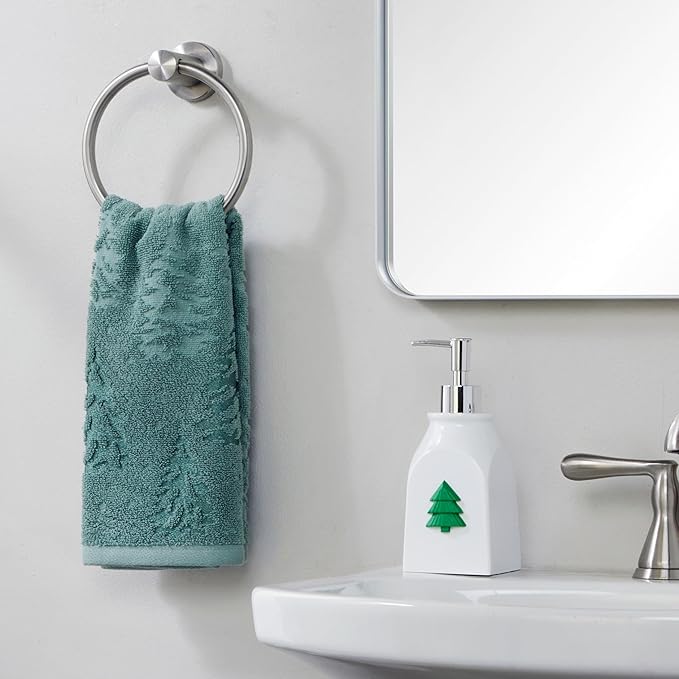 SKL Home Seasonal Soap/Lotion Dispenser Gift Set with 7 Interchangeable Magnetic Holiday Attachments, Refillable for Bathroom & Kitchen, Silver