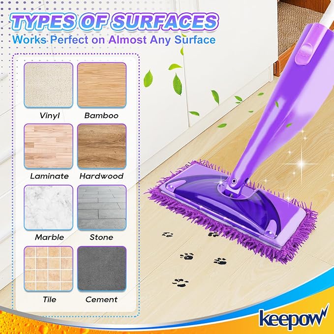 KEEPOW Wet Jet Refill for Swiffer WetJet Mop - Reusable Pads for Swiffer Wet Jet Wood Floor Cleaning, Microfiber Washable Wetjet Mopping Pads (8 Pack)