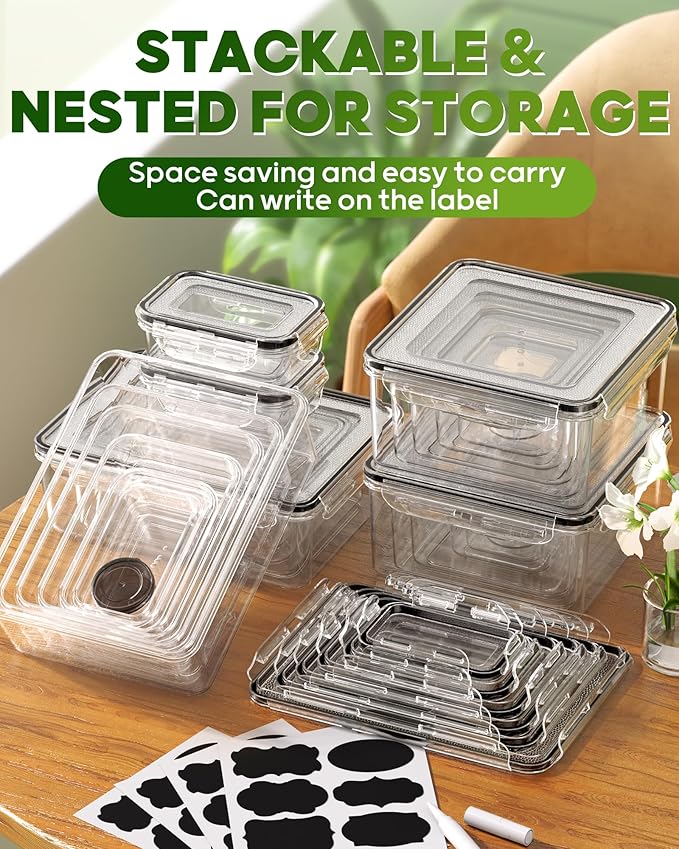 70 PCS Food Storage Containers with Lids(35 Containers & 35 Lids), BPA-Free Plastic Food Containers for Kitchen Storage, Leak Proof, Reusable Meal Prep Containers with Labels & Pen