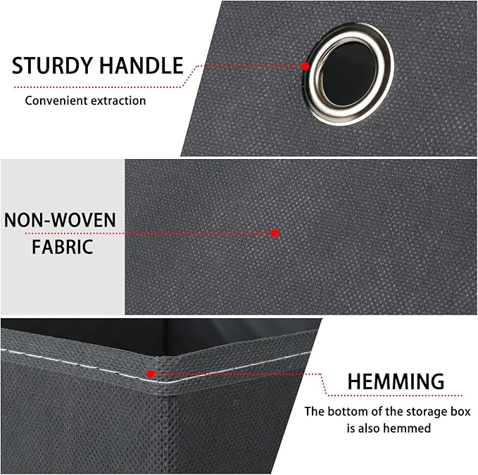 Foldable Storage Cubes Bins ,11 Inch Cloth Storage Cube Fabric Storage Box Cubes Organizer Baskets with Handles for Home Organizer Set of 10 (Grey)