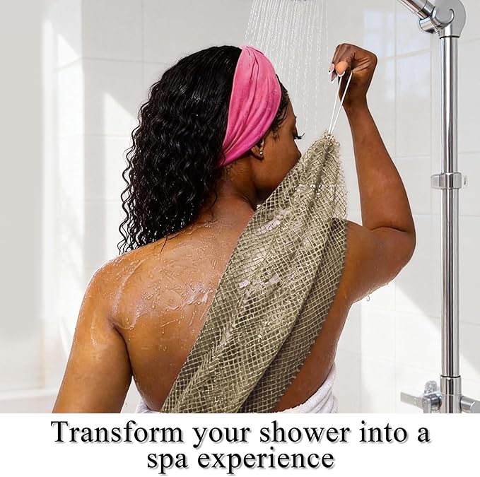 SubSahara Authentic African Net Sponge - 3 Pack Exfoliating Bath & Shower Loofah Sponge for Body & Face, Gentle Scrubber for All Skin Types, Travel, Durable