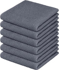 Nialnant 6 Pack Kitchen Towels,Large 100% Cotton Kitchen Hand Towels,Dish Towels for Drying Dishes 13x28 Inches,Dark Gray