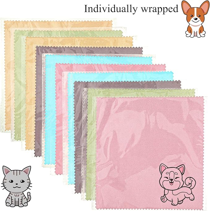 WILLBOND 20 Pcs Microfiber Cleaning Cloth Cute Dog Design Microfiber Cloth Soft Multicolor Glasses Cleaner Cloth for Eyeglasses Camera Lens Cell Phone Screens Glasses, 6 x 6 Inches
