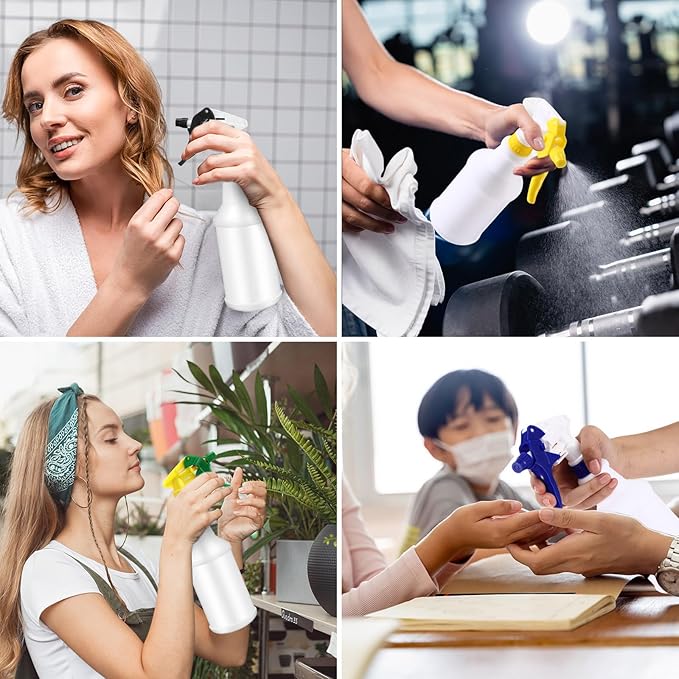 Eccliy 12 Pcs 16 Oz Plastic Spray Bottle, Adjustable Empty Reusable Sprayer for Cleaning, Planting, Water, Bathroom and Kitchen, BBQ, Commercial and Residential(Colorful,Original)