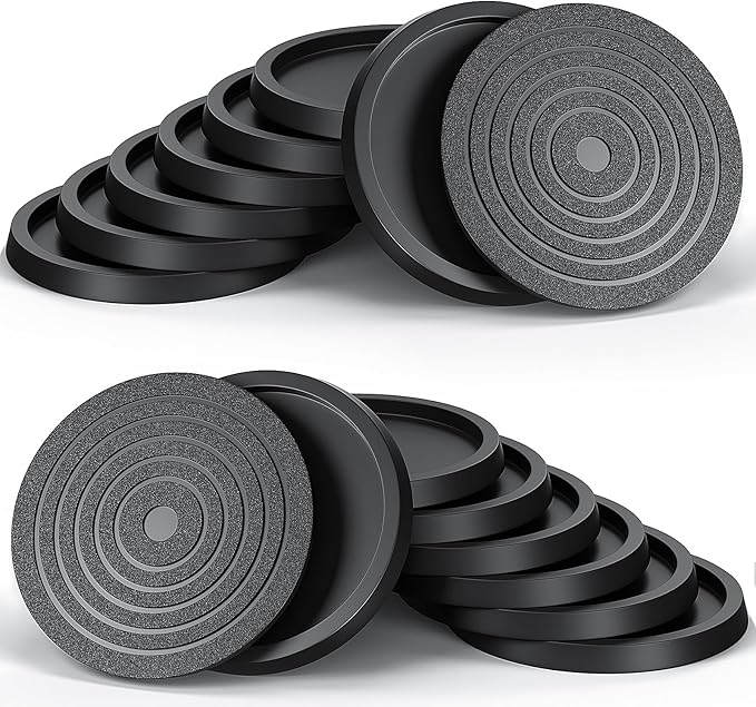 Furniture Coasters Non-Slip Bed Leg Pads Round Rubber Anti Sliding Caster Cups for Hardwood Floors Black 16PCS 2.5inch