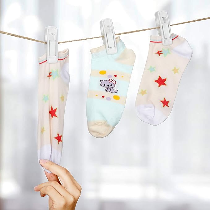 Tinfol 40pc Plastic Hanger Clips - Strong Pinch Grip Clips, White Pant Skirt Clip, Multi-Purpose Finger Clip for Slim-line Clothes Hangers