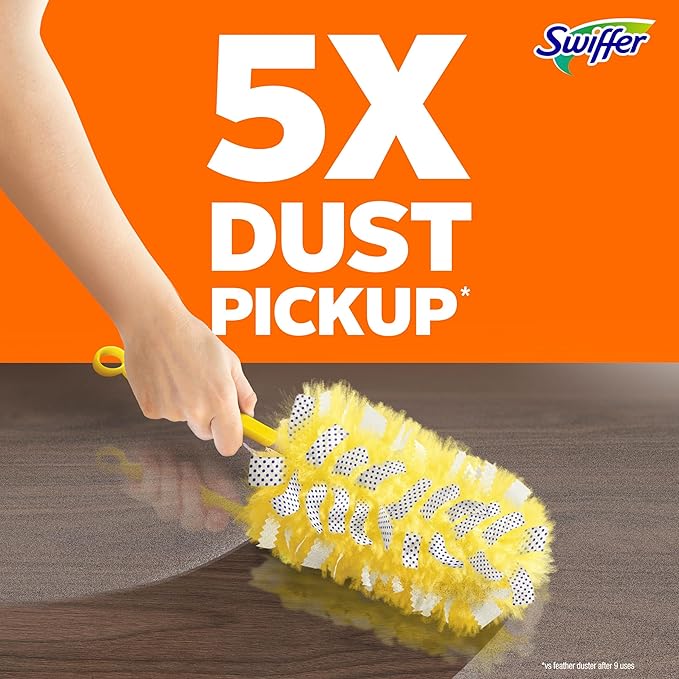 Swiffer Dusters Refill for Cleaning, Feather & Microfiber Duster Disposable Alternative, for Dusting Furniture, Blinds, Ceiling Fans, Walls, Helps Remove Allergens, Heavy Duty, Lavender, 11ct
