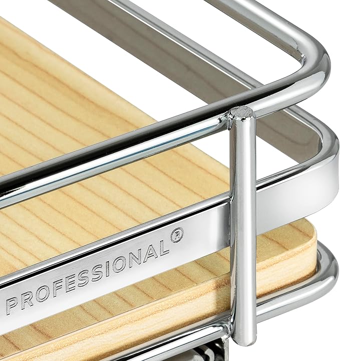 LYNK PROFESSIONAL® Élite™ Pull Out Spice Rack Organizer for Inside Kitchen Cabinets - 10-3/8 inch Wide - Slide Out Drawer – Wood/Chrome Sliding Spice Organization for cabinet - Spice Racks - 1 Tier