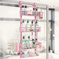 HapiRm Hanging Shower Caddy Organizer - Shower Shelf with 22 Hooks and 2 Toothbrush Holders, No Drilling Adjustable Hanging Bathroom Organizer - Pink