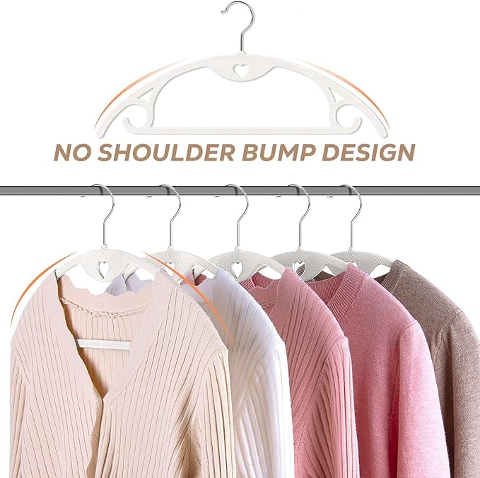 Plastic Hangers 30 Pack: No Shoulder Bumps Ultra Thin Clothes Hanger for Space Saving, Suits, Heavy Duty Coat Clothes Shirt Dress White