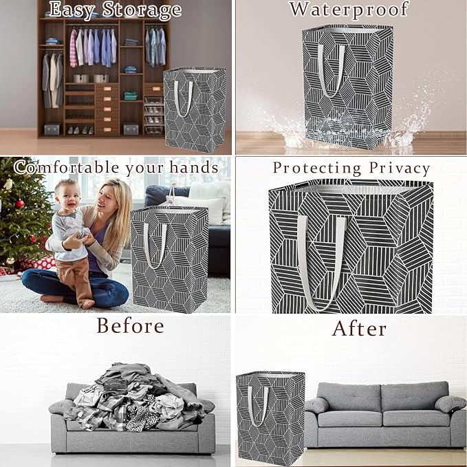 Waterproof Laundry Hamper 75L Collapsible Laundry Basket Extended Cotton Handle Laundry Bag Large Clothes Storage Toy Organization for Bathroom Bedroom Laundryroom College Dorms