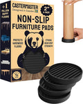 CasterMaster Rubber Furniture Pads - Non Slip Caster Cups & Couch Stoppers for Hardwood Floors - 2 Inch Round Furniture Grippers, Leg Floor Protectors to Stop Sliding - Black, 4 Pack