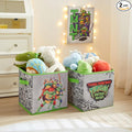 Teenage Mutant Ninja Turtles: Mutant Mayhem Storage Cubes – Set of 2 Collapsible Fabric Bins, 10x10 Inch - Kids Toy Organizer Baskets for Bedroom, Playroom, Closet – TMNT Room Decor