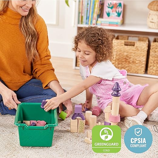 ECR4Kids Scoop Front Storage Bins, Multipurpose Organization, Green, 10-Piece