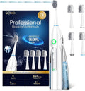 Electric Toothbrush with Water Flosser, All in One Sonic Flossing Toothbrush with 3 Modes & 5 Flossing Speeds & 4 Brush Heads, Rechargeable & Portable for Adult Teeth Cleaning,White