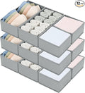 DIMJ Drawer Organizers for Clothing, Set of 12 Dresser Drawer Organizers, Fabric Closet Organizers and Storage, Drawer Dividers for Baby Clothes, Socks, Belt, Tie (Grey)