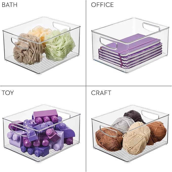 iDesign Stackable Storage Bin - Organize Pantry, Fridge, or Freezer, Set of 4, Clear, Made in USA