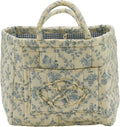 Quilted Fabric Storage Basket with Handles & Pocket, Foldable Laundry Hamper Boho Floral Print Organizer Bin for Home, Picnic, Office 12"x10"x10" (B-3)