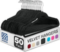 ZOBER Black Velvet Hangers 50 Pack - Clothes Hangers, Coat Hanger for Pants & Dress Clothes - Non Slip w/ 360 Degree Swivel, Holds up to 10 lbs - Strong Felt Hanger for Clothing