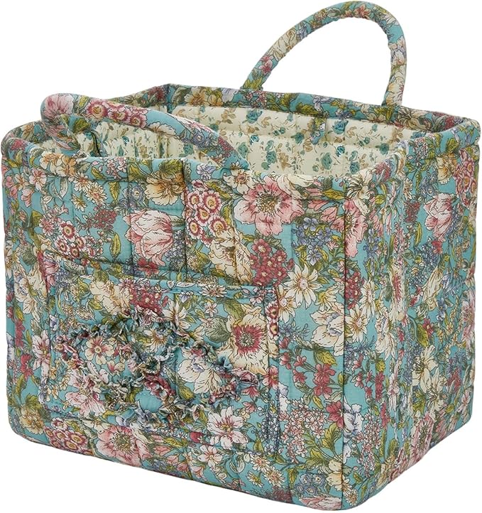 Boho Fabric Storage Basket, Large Capacity Laundry Basket, 12.2'' x 10.23'' x 10.23'' Collapsible Laundry Hamper with Easy Carry Handles (D Multi-Color 16, L)