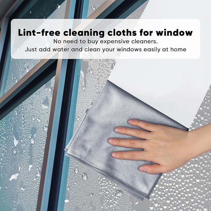 HOMEXCEL Microfiber Glass Cleaning Cloths 6 PK, Lint Free Streak Free, Reusable Microfiber Magic Cleaning Cloth for Cleaning Windows, Glasses, Mirrors, Screens, Stainless Steel, and More, Grey-14”×16”
