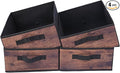 JAKAGO Fabric Storage Bins set of 4 Rectangle Storage Baskets with Handle Foldable Closet Organizer for Clothes Towel bedding Books Collapsible Clothing Container for Shelves Bedroom(Wood Low)