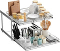 2-Tier Pull-Out Cabinet Organizer with Heavy-Duty Steel Frame, Full-Extension Sliding Shelves, Holds 100 lbs, Easy Install for Kitchen, Pantry & Under Sink Cabinets, 24" W x 21”D x 16.5" H