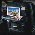 Car Backseat Organizer with Built-in Foldable Tray | Double Layered Leather, Waterproof Car Seat Organizer with - Pockets | Easy Installation, Perfect for Family Trips and Daily Use