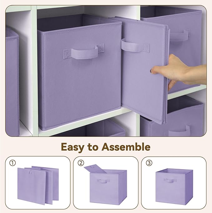 GRANNY SAYS Cube Storage Bins, 11 Inch Cube Storage Organizer, Fabric Collapsible Storage Bins, Storage Cubes for Shelves, Closet, Lavender Purple, 6-Pack