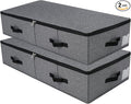 Omygarden 2PCS Foldable Blankets Clothes Comforters Storage Bin Organizer with Plastic Support Liner for Blankets, Towels, Comforter, Sweaters, Linen Sheets, Wrapping Paper, Black Grey