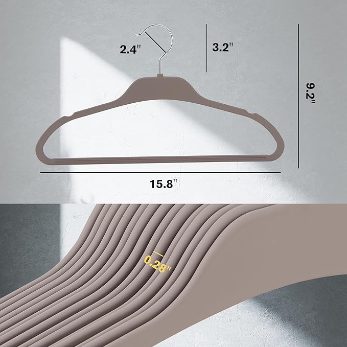 ELONG HOME Plastic Hangers for Clothes, Upgraded Rubber Non Slip Clothes Hangers, Non Velvet Durable Clothing Hangers, 15.7 Inches for Adults Clothes, Gray, 20 Pack