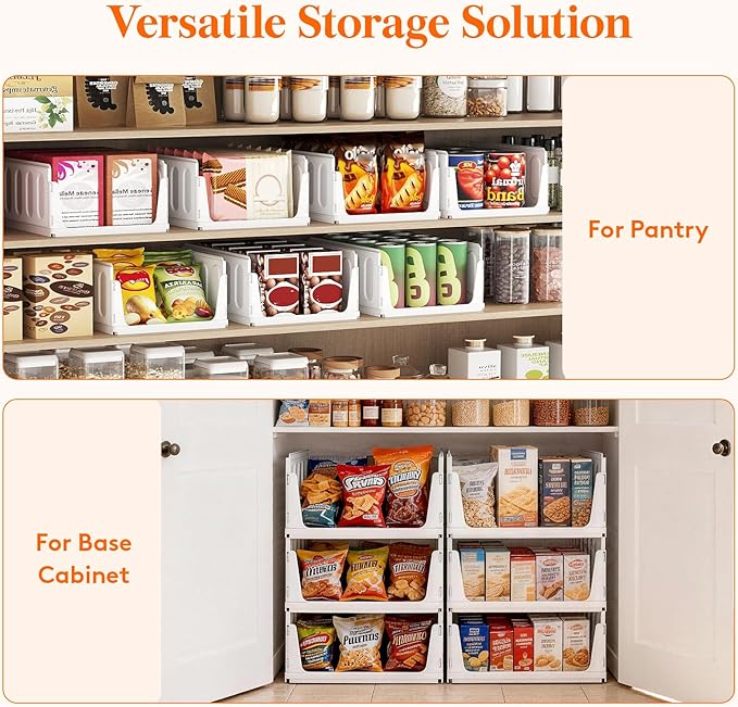 Lifewit 8 Pack Stackable Closet Organizers and Storage Basket for Clothes, Plastic Sweater Storage Bins for Wardrobe, Multifunctional Pants Organizer for RV, Pantry, Bathroom, Kitchen, Dorm, 24L