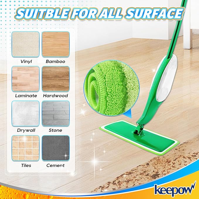 4 Pack Spray Mop Pads Refills Compatible with Libman Freedom Spray Mop, Reusable Microfiber Spray Mop Head Replacement, 16 in Spray Mops for Floor Cleaning (ONLY Pads)