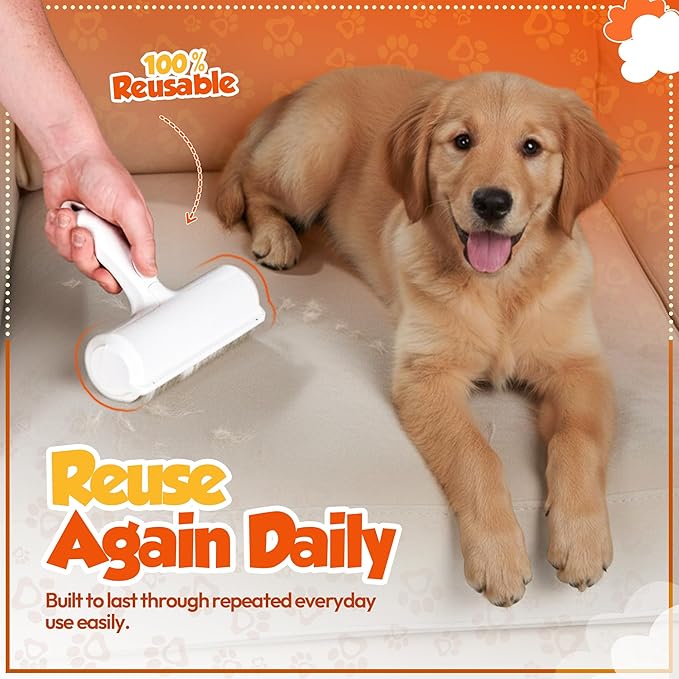 KHAYALYTICS Pet Hair Roller – Reusable Lint Roller Pet Hair Remover for Furniture & Carpet – Cat & Dog Fur Remover, Portable Multi-Surface Hair Cleaner for Sofa, Clothing & Bedding