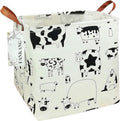 FANKANG Square Nursery Hamper Storage Bins Canvas Laundry Basket Foldable with Waterproof PE Coating Storage Baskets Gift Baskets for Children, Office, Bedroom, Clothes（Square-Cows ）