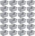Sterilite 24 Pack Plastic Storage Bin Organization Containers, Small Baskets, Cement