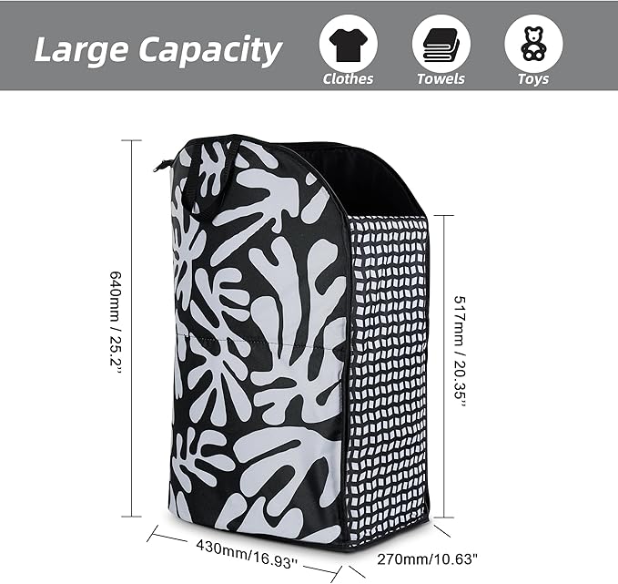 JOMOLA Collapsible Laundry Hamper 75L Large Fabric Foldable Laundry Basket Dirty Clothes Laundry Bag with Handles for Family College Dorm Storage Organizer (Black)