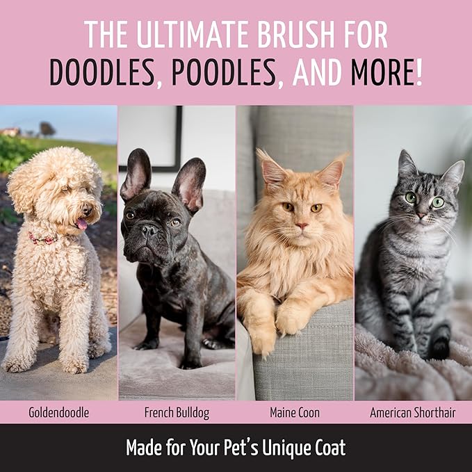 Tauro Pro Line Deshedding Slicker Brush for Dogs & Cats, Soft Pins for Gentle Dematting & Detangling, Grooming Tool for Long & Dense Coats, Ideal for German Shepherds, Non-Slip, Pink, Small Size (S)