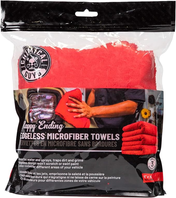 Chemical Guys Happy Ending Ultra Plush Edgeless Microfiber Towel, Red - MIC34103