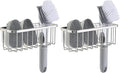 SunnyPoint NeverRust Deluxe Kitchen & Bathroom Sink Sponge Holder Organizer with Adhesive Mount - Additional Suction Cup Included – Sponge & Brush NOT Included – 7.4 x 3.3 x 2.75 Inch (Pack of 2)